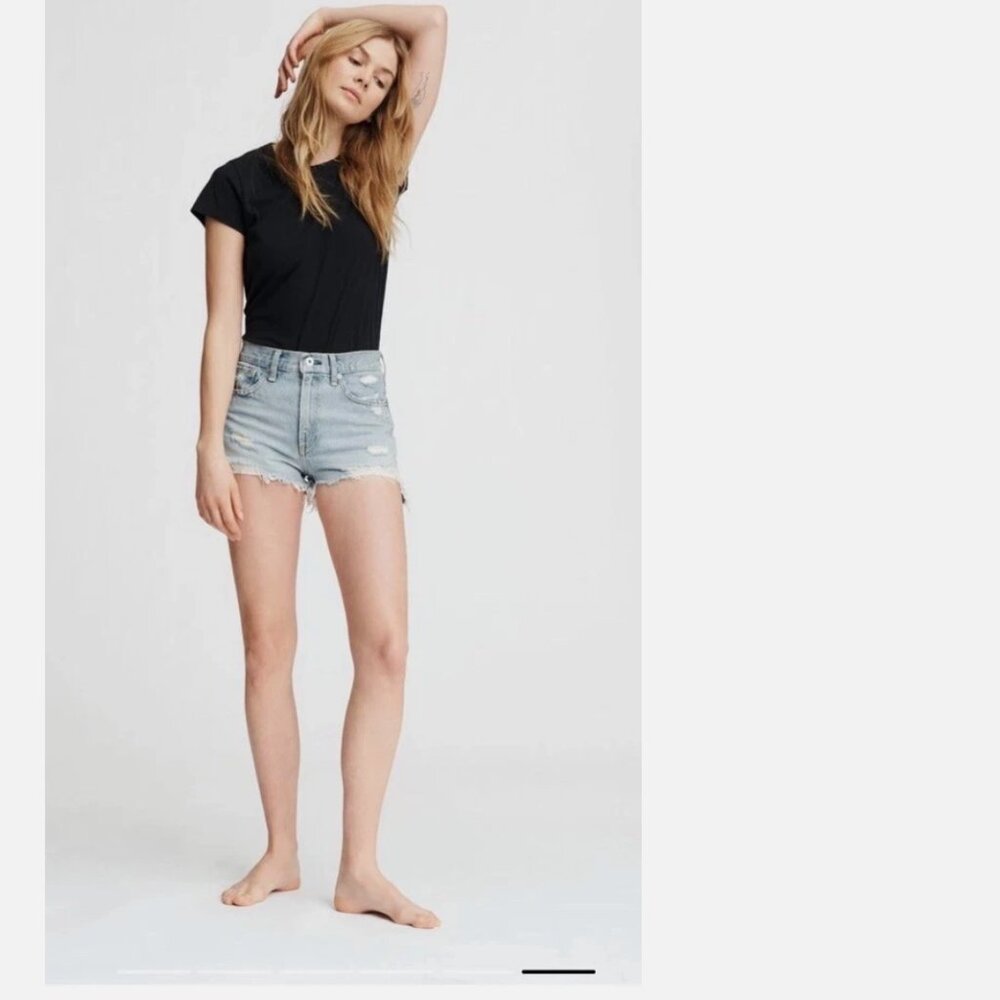 Rag & Bone Maya High Rise Shorts In Blue Size: 29